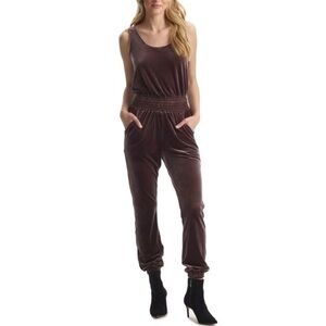 Brown Velvet Jumpsuit Greige Commando Sleeveless Pantsuit Medium NWT